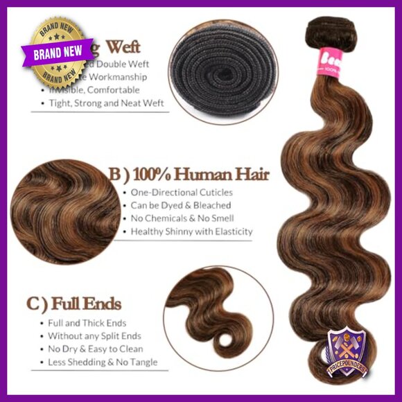 Body Wave Human Hair Extensions 3 Bundles with 4x4 Lace Closure